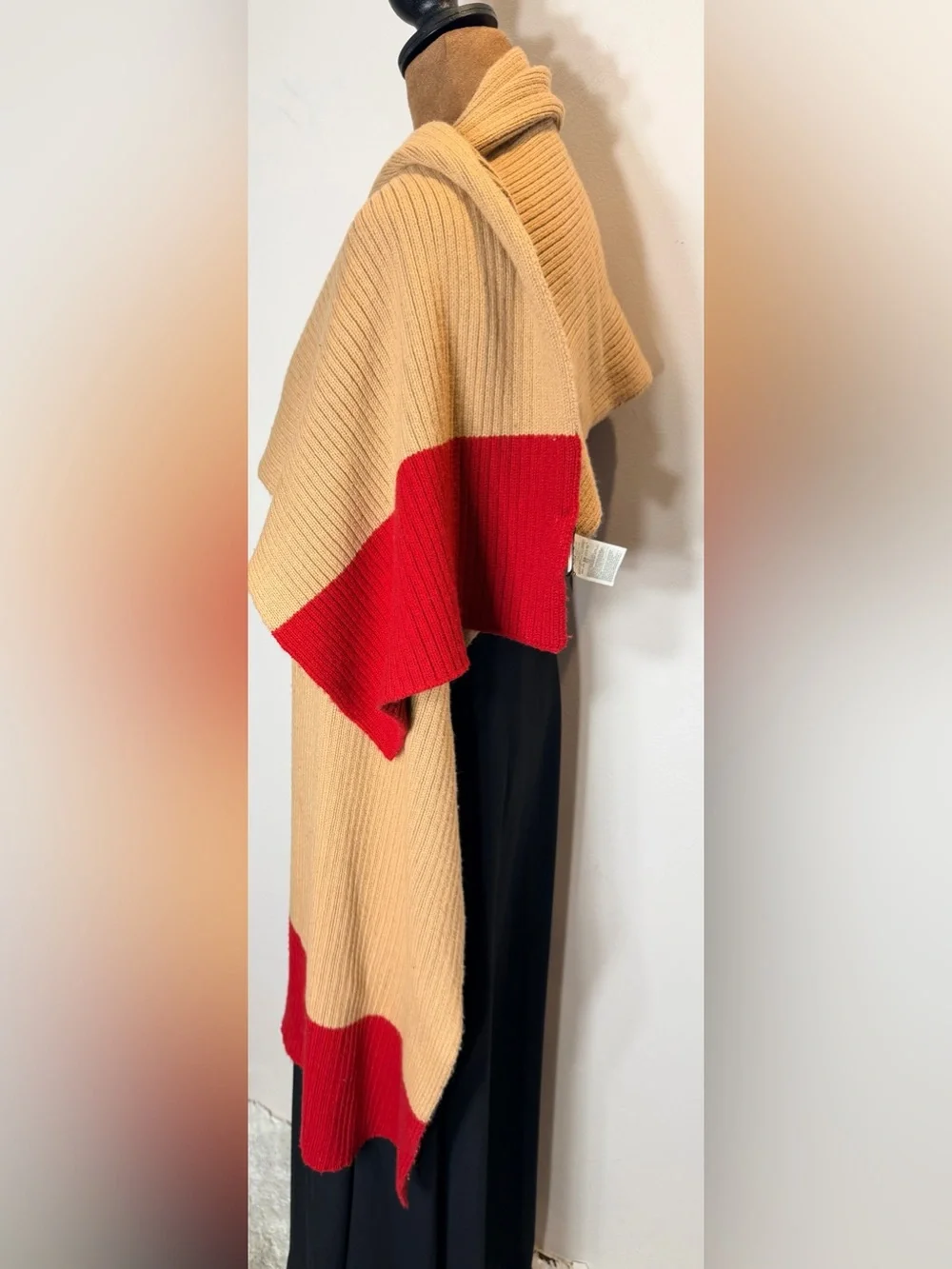 Banana Republic Camel and Red Colorblock Open-Front Scarf
